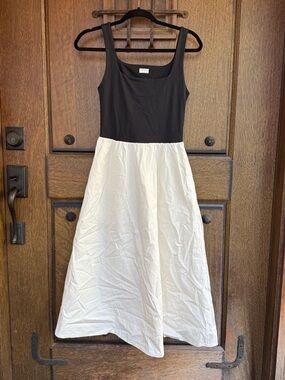 Babaton Black and Cream Tank Midi Dress Size S